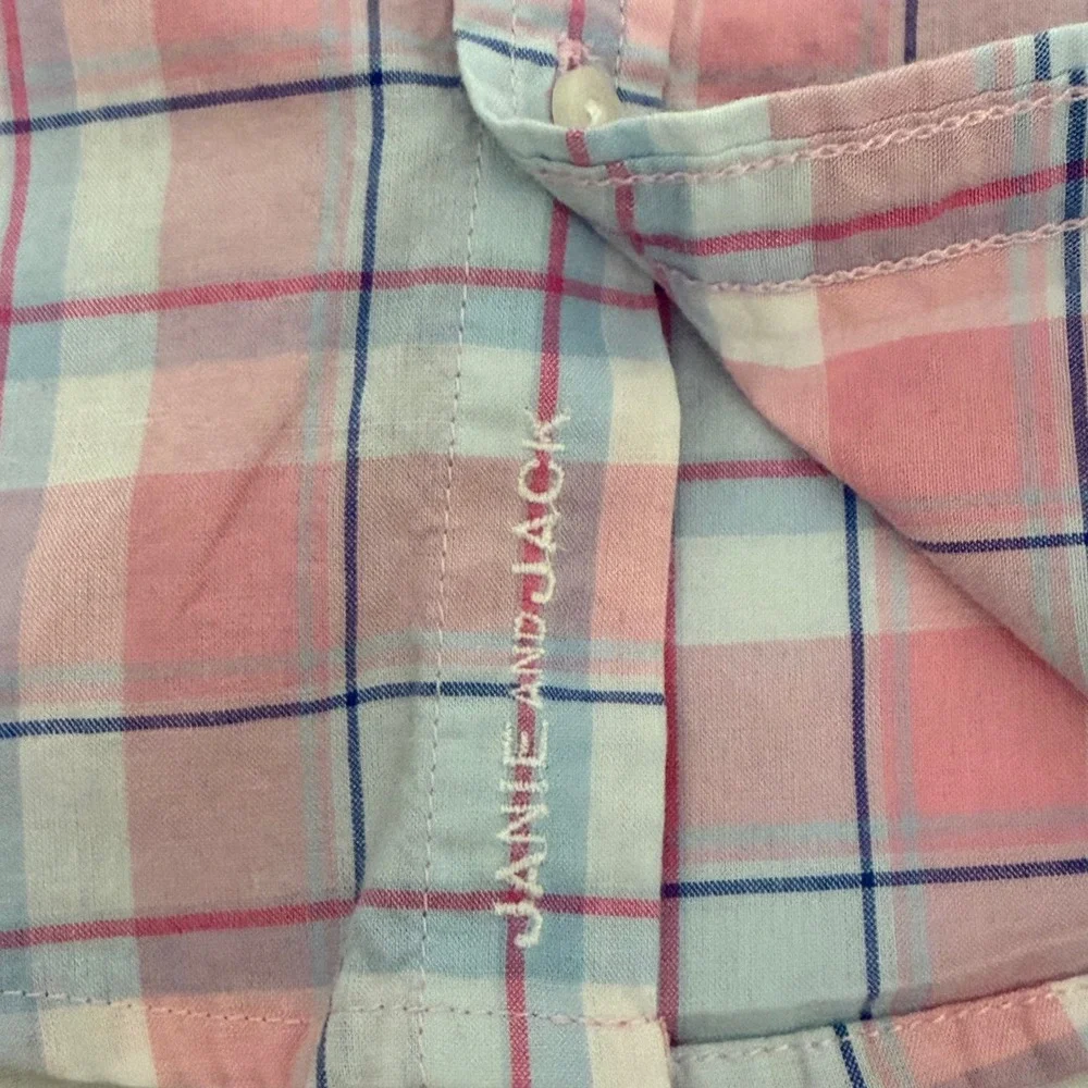 Janie and Jack Toddler Boys Pink Blue Plaid Button Down Shirt 18-24 Months